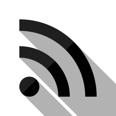 RSS simgesi. Uzun gölge beyaz arka planda siyah nesnesiyle