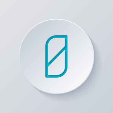 Sayı 0, sayısal, sıfır. Gri ve mavi katmanları ile daire kes. Kağıt tarzı