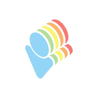 Basit erkek sembolü. Adam simgesi. Beyaz arka plan üzerinde renkli izometrik simgeler yığını