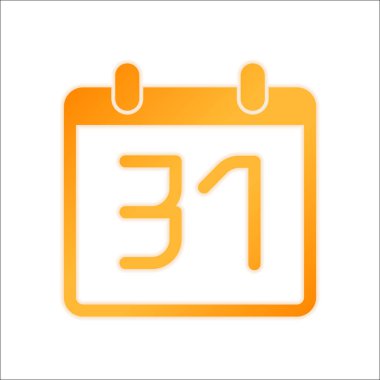 Takvim 31 tarihi içeren basit simgesi. Portakal işareti beyaz arka plan üzerinde düşük ışık ile