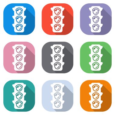 Trafik ışığı simgesi. Beyaz simgeleri uygulamalar için renkli kareler olarak ayarlayın. Sorunsuz imkanı ve desen poster için