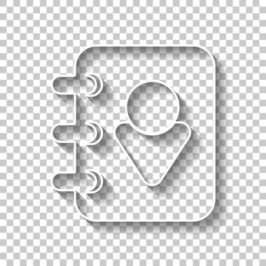 Adres defteri kapak adam simgesi olan. Gölge şeffaf arka plan üzerinde beyaz anahat işaretiyle