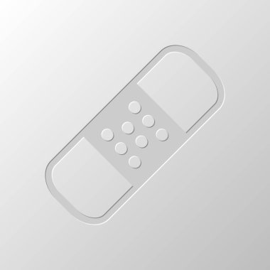 Tıbbi yama, basit simgesi. Kağıt tasarımı. Düzenlenen sembolü. Çekirdeksiz stili