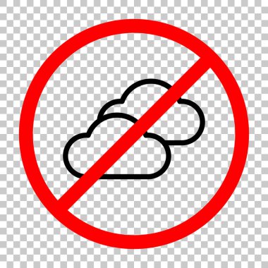 Çoğunlukla bulutlu simgesi. İnce anahat ile basit doğrusal simgesi. Siyah kırmızı uyarı işareti şeffaf arka plan ile nesnesinde izin yok