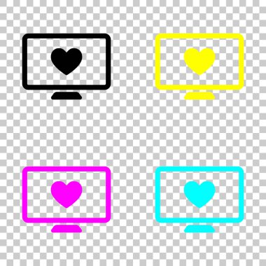 bilgisayar ve duydum. basit simgesi. Cmyk simgeleri şeffaf arka plan üzerinde renkli dizi