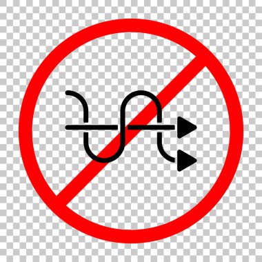 çapraz ok. basit siluet. Siyah kırmızı uyarı işareti şeffaf arka plan ile nesnesinde izin yok