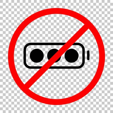 basit pil tam düzey. Siyah kırmızı uyarı işareti şeffaf arka plan ile nesnesinde izin yok