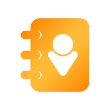 Adres defteri kapak adam simgesi olan. Portakal işareti beyaz arka plan üzerinde düşük ışık ile