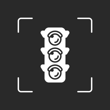 Trafik ışığı simgesi. Beyaz nesne kamera otomatik odaklama koyu arka plan üzerinde