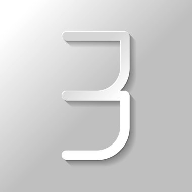 3 numara, rakamı, üç. Kağıt tarzı ile gölge gri arka plan üzerinde