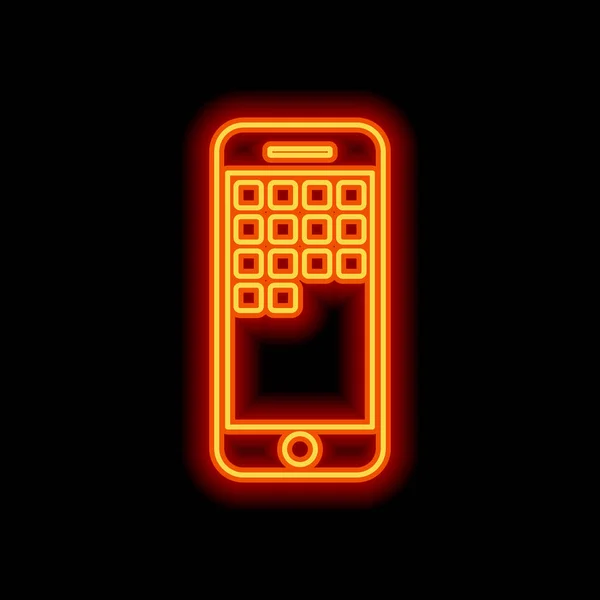 Sellphone Ikona Pomarańczowa Neon Styl Czarnym Tle Ikona Światła — Wektor stockowy