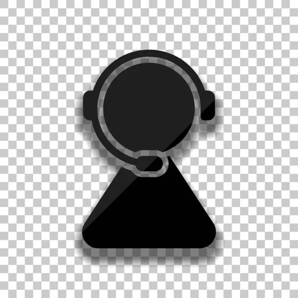 Service Client Service Soutien Icône Simple Icône Verre Noir Avec — Image vectorielle