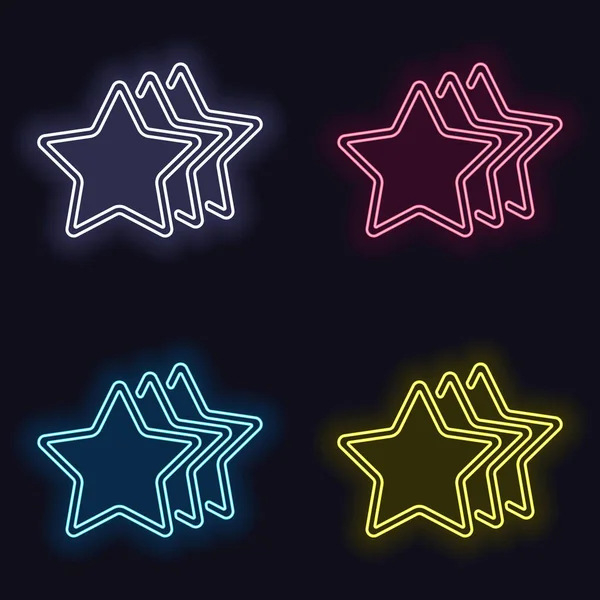 Звёзды Оценивают Икону Набор Неоновых Знаков Моды Казино Стиль Темном — стоковый вектор