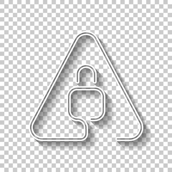 Lock Warning Triangle Linear Icon Thin Outline One Line Style — Stock Vector