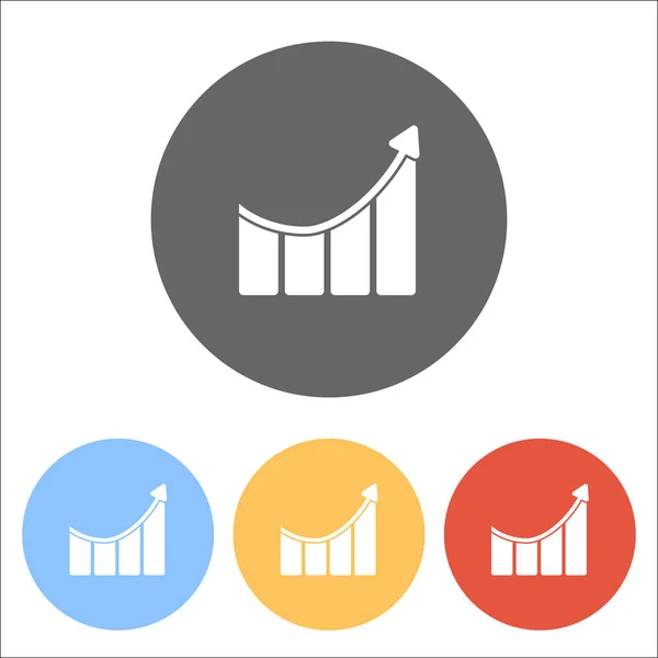 Растущие Полосы Графические Растущей Иконкой Стрелки Набор Белых Икон Цветных — стоковый вектор