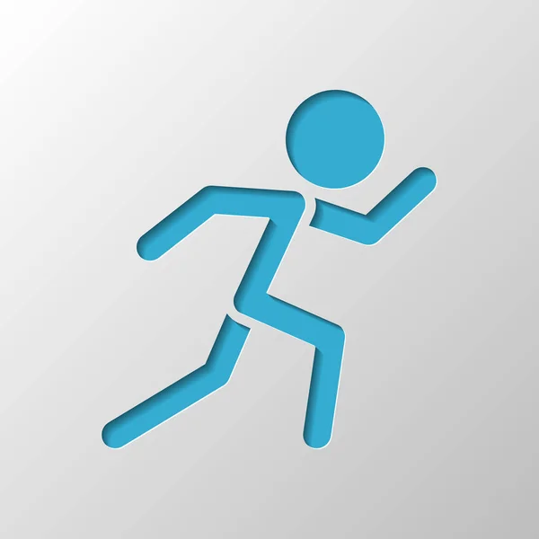 Hombre Corriendo Icono Simple Diseño Papel Símbolo Cortado Con Sombra — Vector de stock