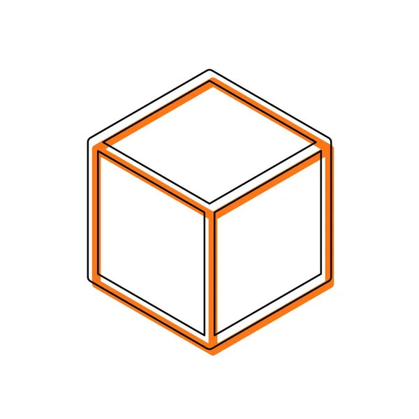 Cube Vide Géométrique Icône Contour Simple Icône Isolée Composée Contour — Image vectorielle