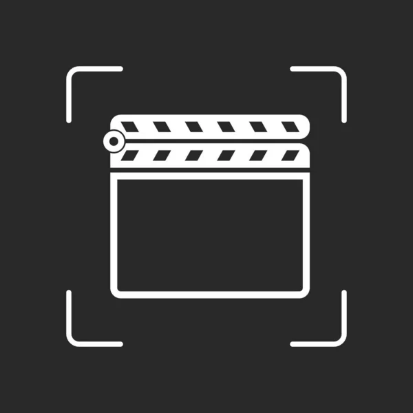 Película Clap Board Cine Cerrar Icono Objeto Blanco Enfoque Automático — Vector de stock