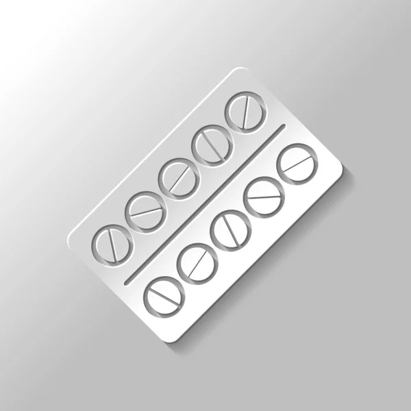 Pack Pills Icône Style Papier Avec Ombre Sur Fond Gris — Image vectorielle