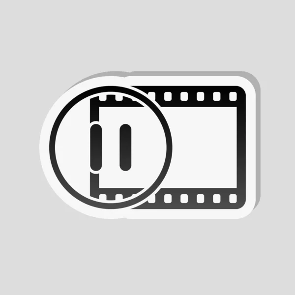Filmstreifen Mit Pause Symbol Kreis Einfache Silhouette Sticker Stil Mit — Stockvektor