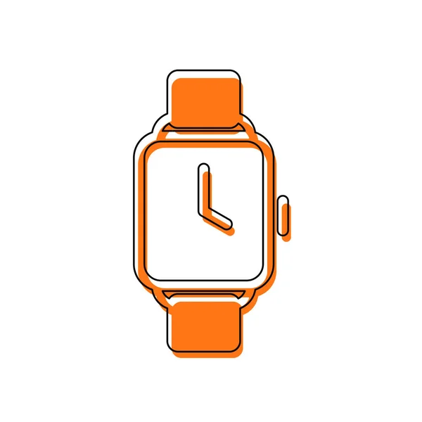 디스플레이와 스마트 시계입니다 아이콘입니다 컨투어 오렌지 레이어에 작성으로 절연된 아이콘 — 스톡 벡터