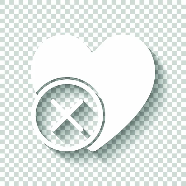 Coeur Avec Croix Silhouette Simple Icône Blanche Avec Ombre Sur — Image vectorielle