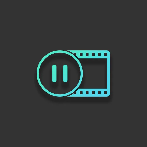 Filmstreifen Mit Pause Symbol Kreis Einfache Silhouette Farbenfrohes Logo Konzept — Stockvektor