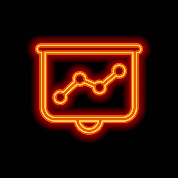 Proyector Pantalla Para Presentaciones Crecer Gráfico Finanzas Estilo Naranja Neón — Archivo Imágenes Vectoriales