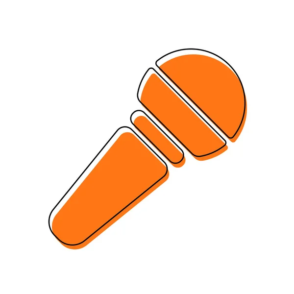 Icône Microphone Mains Icône Isolée Composée Contour Mince Noir Orange — Image vectorielle