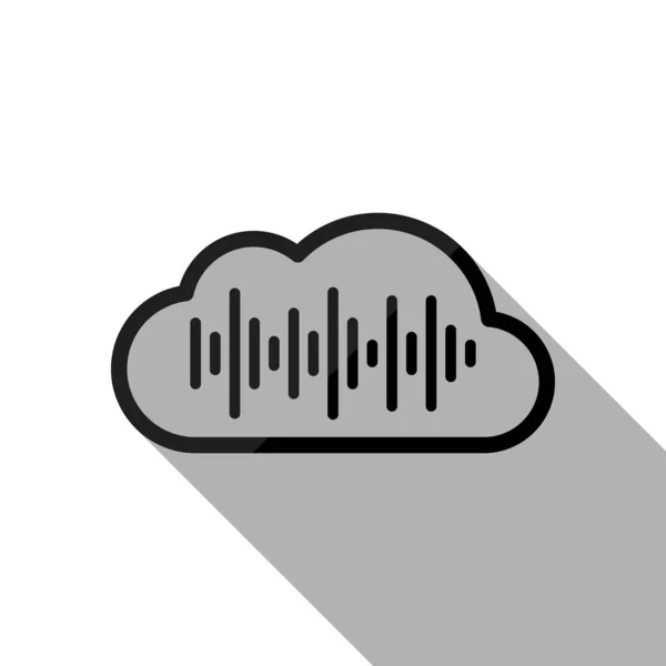 Icono Simple Con Nube Onda Ecualizador Sonido Delgado Contorno Objeto — Vector de stock