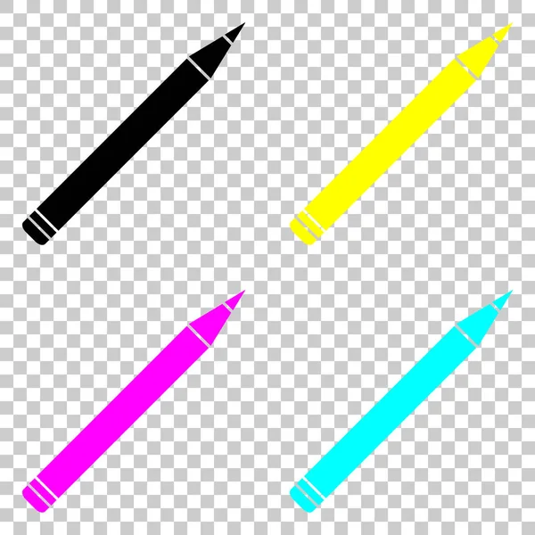 Bleistift Symbol Farbige Reihe Von Cmyk Symbolen Auf Transparentem Hintergrund — Stockvektor