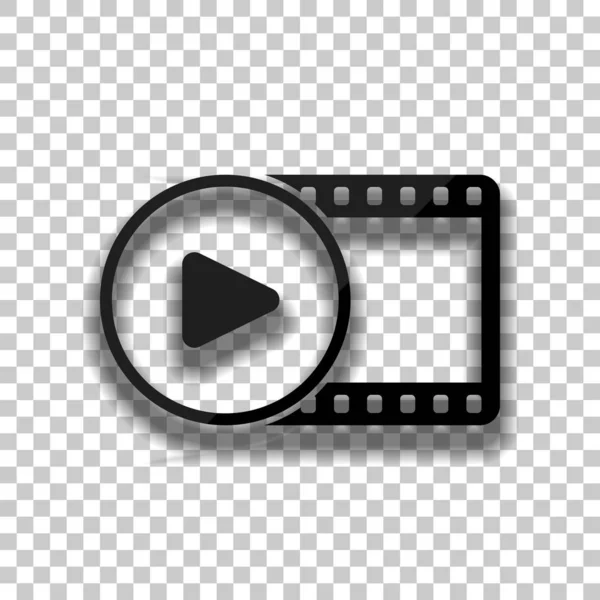 Tira Película Con Símbolo Juego Círculo Silueta Simple Icono Vidrio — Archivo Imágenes Vectoriales