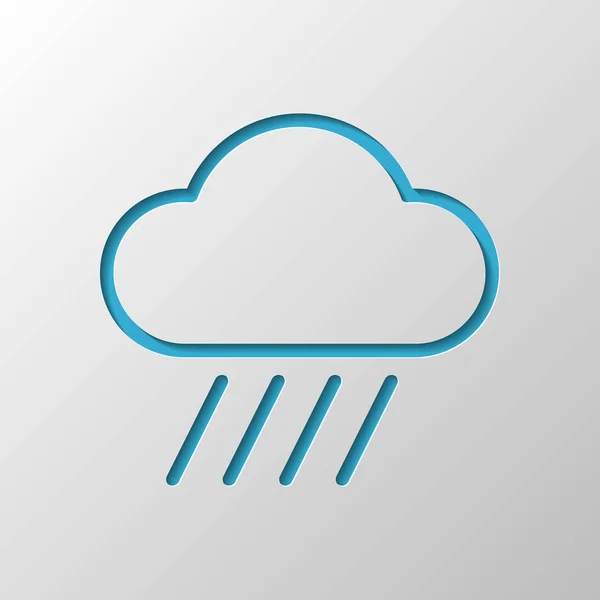 Хмарність Дощ Погода Проста Піктограма Лінійний Стиль Дизайн Паперу Прорізаний — стоковий вектор