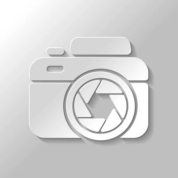 Câmera Fotográfica Com Obturador Ícone Simples Estilo Papel Com Sombra — Vetor de Stock