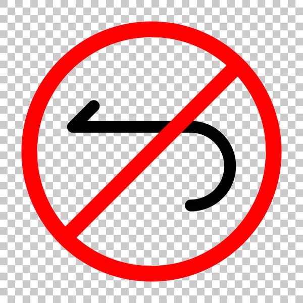 简单的箭头 导航图标 带有细线的线性符号 一行样式 不允许 红色警告标志中的黑色对象 背景透明 — 图库矢量图片