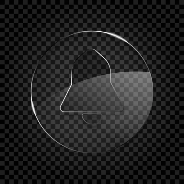 Black Bell Icon Icon Circle Glass Bubble Dark Transparent Grid — Stock Vector
