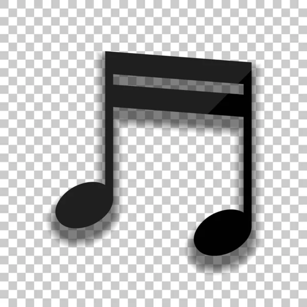 Музыкальная Икона Значок Черного Стекла Мягкой Тенью Прозрачном Фоне — стоковый вектор