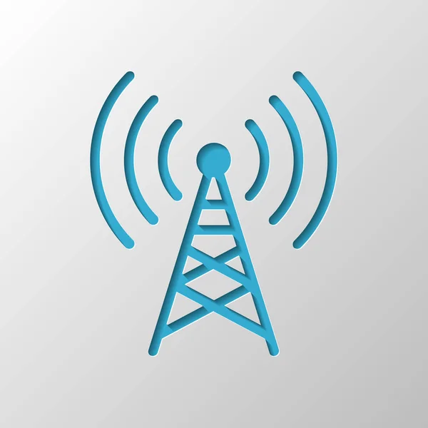 Ícone Torre Rádio Estilo Linear Desenho Papel Símbolo Cortado Com —  Vetores de Stock