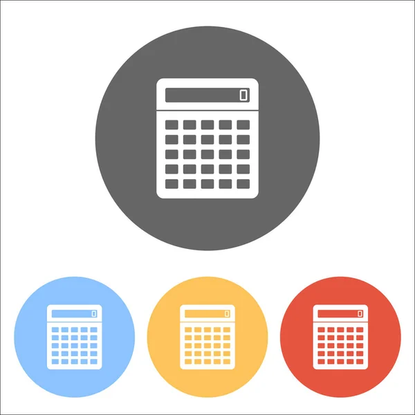 Calculator Icon Set White Icons Colored Circles — Stock Vector