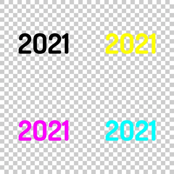 Ikon Nomor 2021 Selamat Tahun Baru Set Warna Ikon Cmyk - Stok Vektor