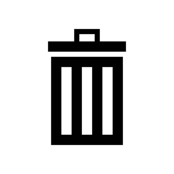 Mülleimer Einfaches Symbol Schwarzes Symbol Auf Weißem Hintergrund — Stockvektor
