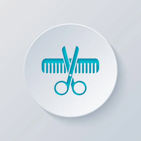 Scissors Hair Brush Crossed Tools Barber Cut Circle Gray Blue — Stock Vector