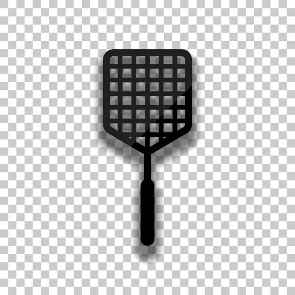 Fly Swatter Icône Icône Verre Noir Avec Ombre Douce Sur — Image vectorielle