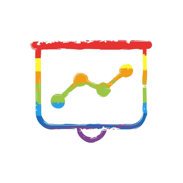 Projektorleinwand Für Präsentationen Wachsende Finanzgrafik Zeichenschild Lgbt Stil Sieben Regenbogenfarben — Stockvektor