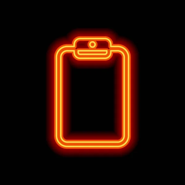 Surfplatta Med Papper Orange Neon Stil Svart Bakgrund Ljus Ikonen — Stock vektor