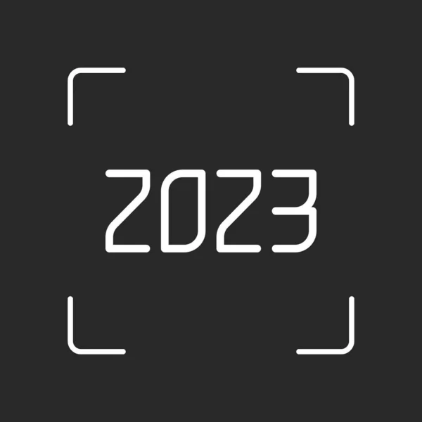 Ícone Número 2023 Feliz Ano Novo Objeto Branco Câmera Autofoco — Vetor de Stock