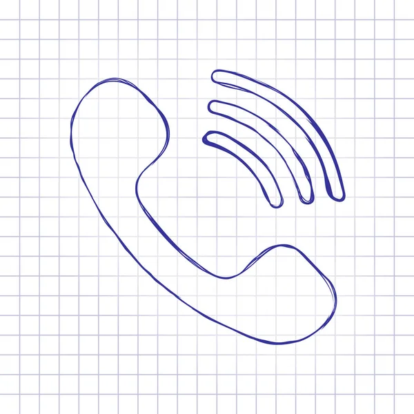 Zvonění Telefonu Ikonu Retro Symbol Ručně Nakreslený Obrázek List Papíru — Stockový vektor