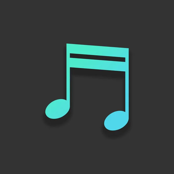 音楽注記アイコン 暗い背景にソフト シャドウとカラフルなロゴのコンセプト 紺碧の海のアイコンの色 — ストックベクタ