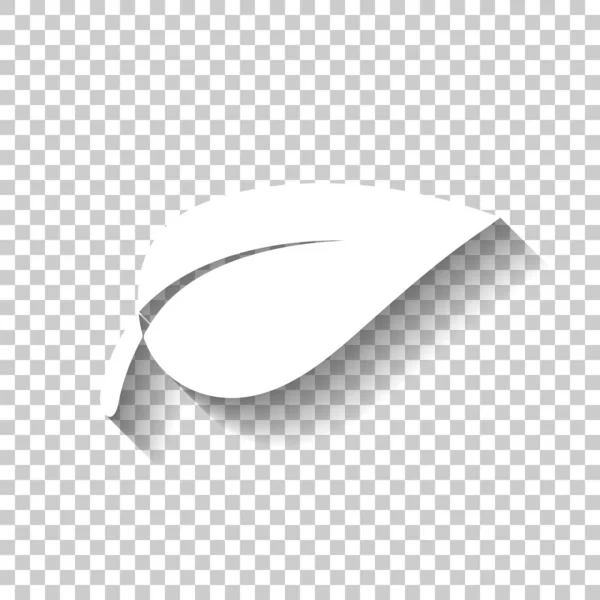 Leaf Icon Белый Значок Тенью Прозрачном Фоне — стоковый вектор