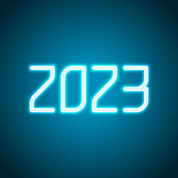 2023 Número Icono Feliz Año Nuevo Estilo Neón Icono Decoración — Vector de stock